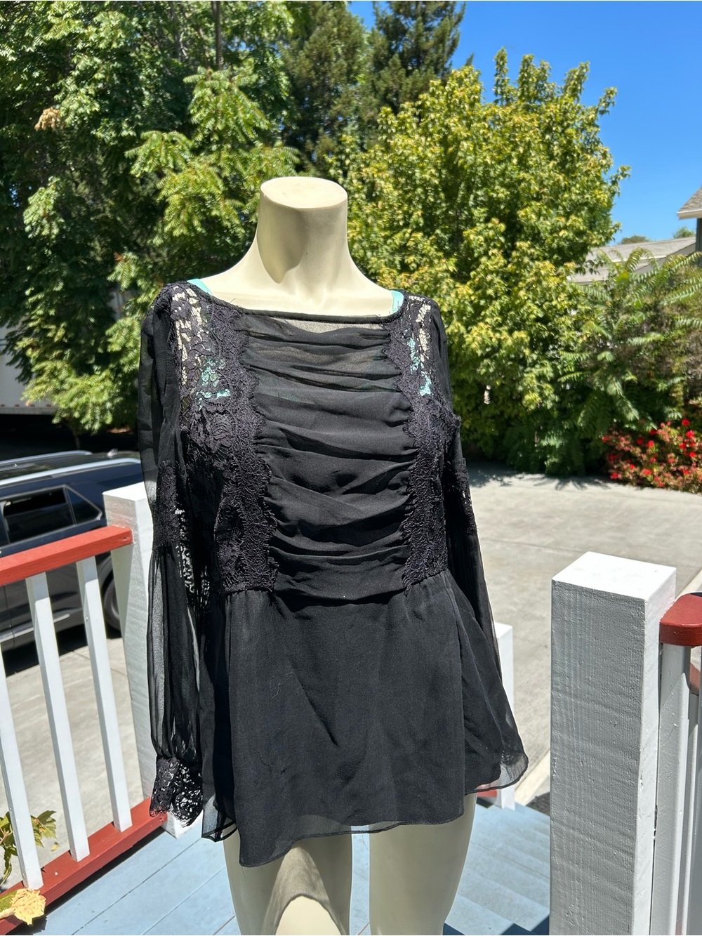 Lace embroidered long sleeve top
